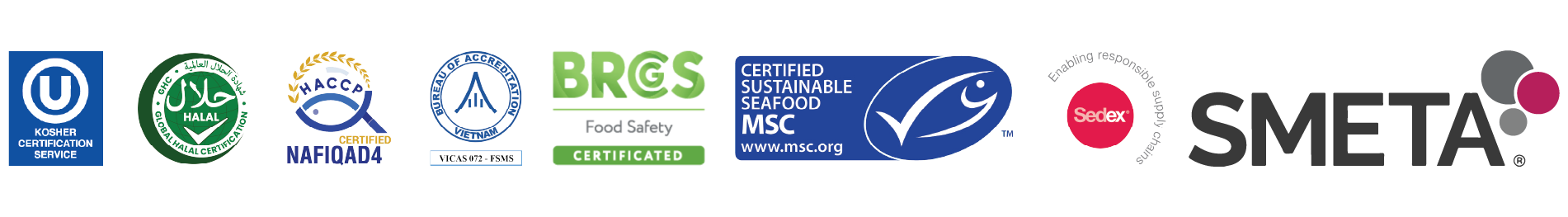 List certicates of Nghi Son Foods Group